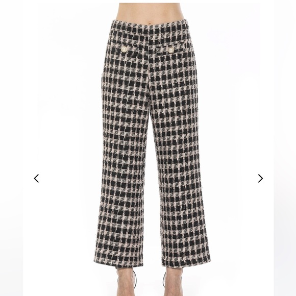 Alexia Admor Jayden tweed pearl bottom pants zip up pink